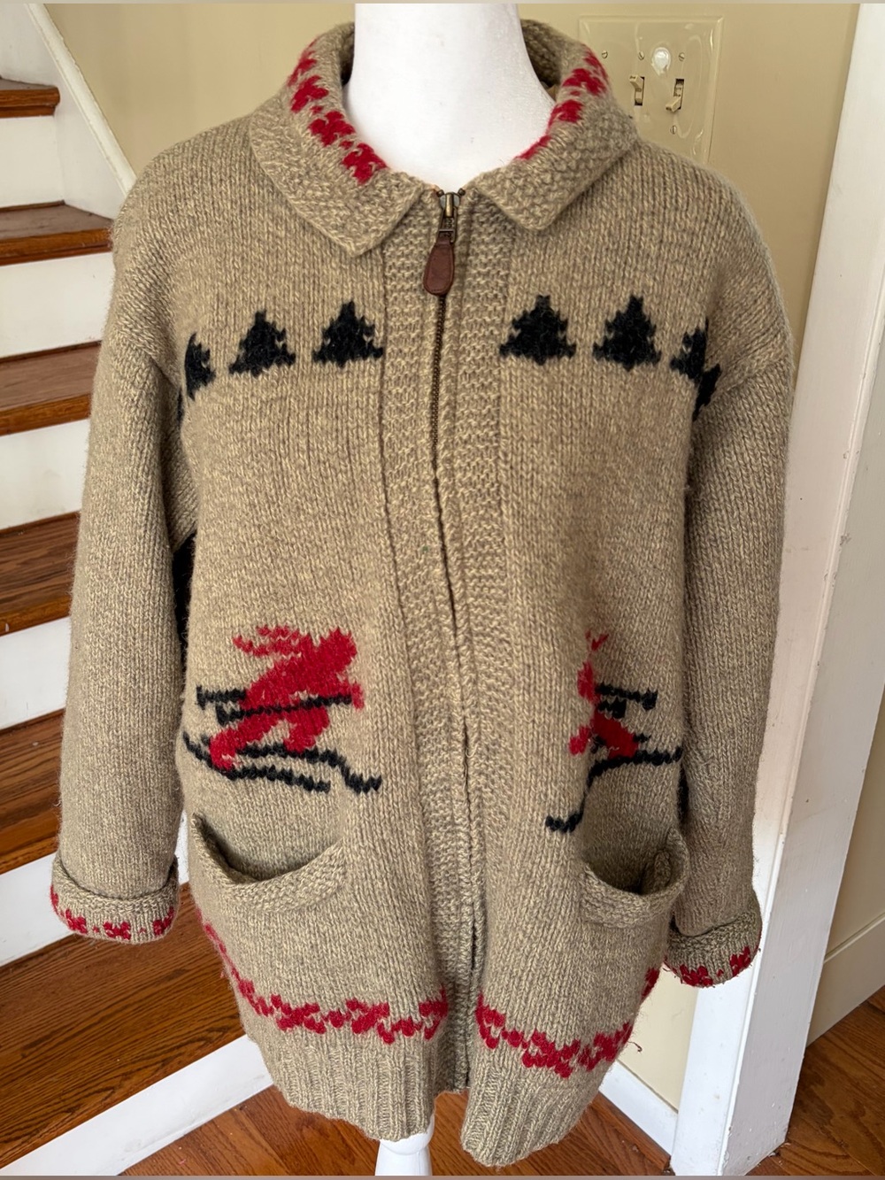 Vintage Eddie Bauer Legends Ski Cardigan S Wool Sweater Lined 90s GrandpaCore